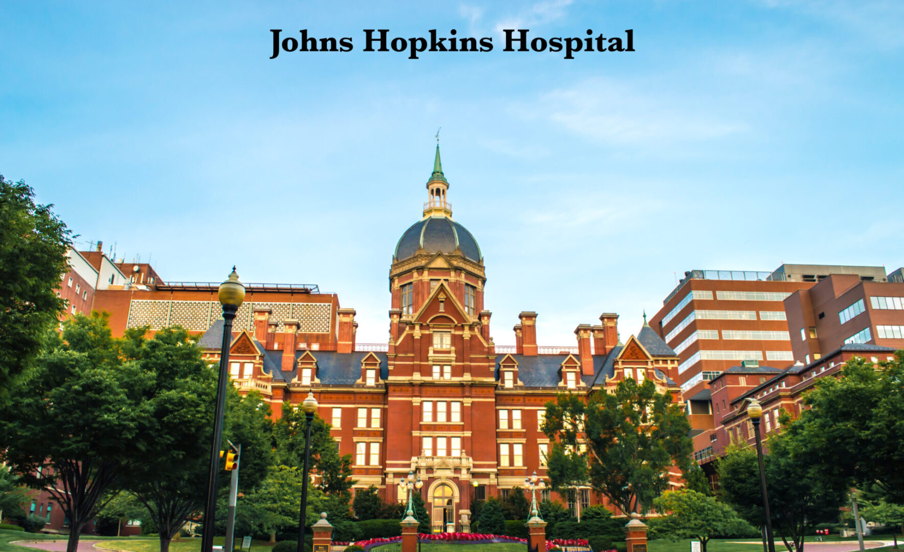 View of the Johns Hopkins University School of Medicne building in Baltimore city, Maryland.